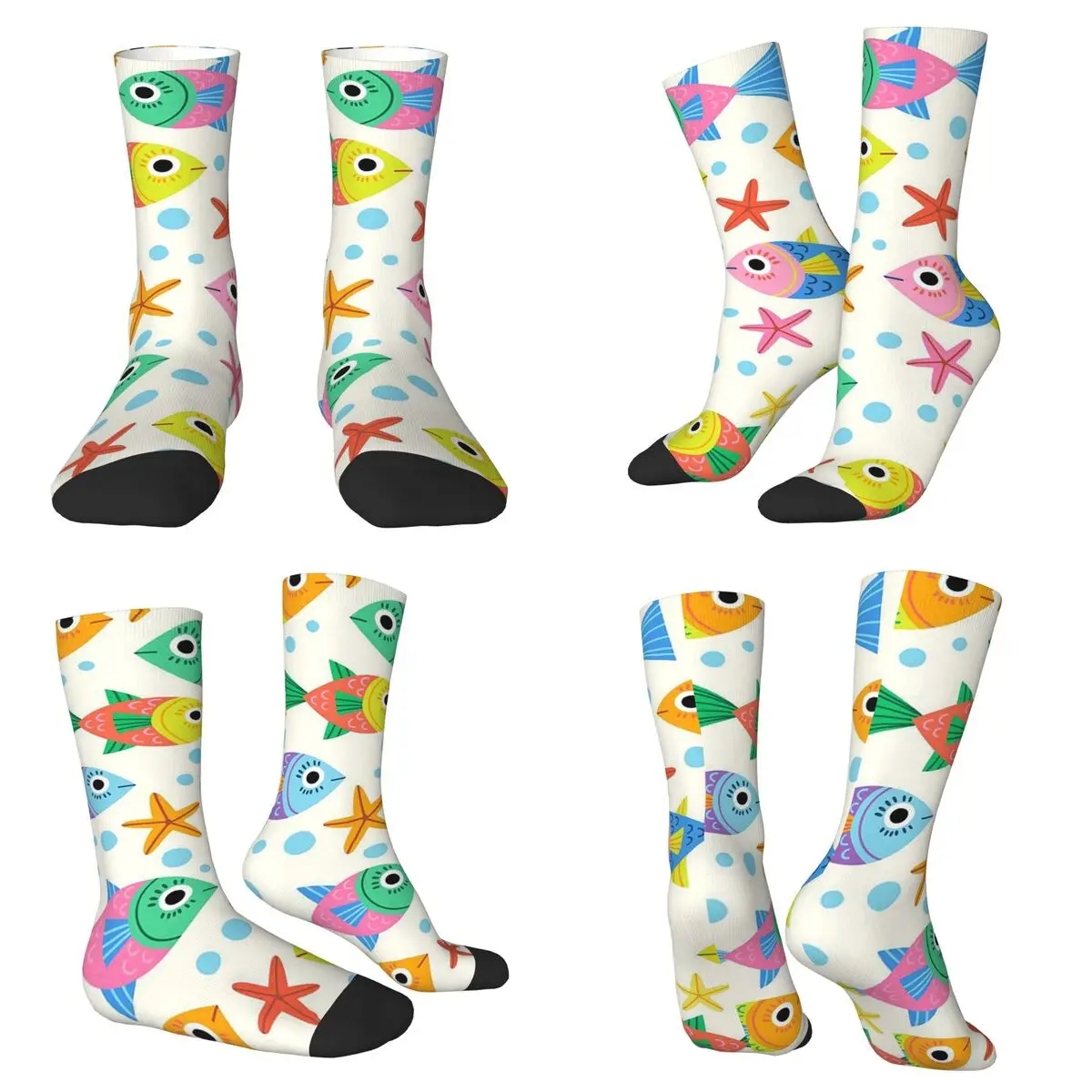 

Ocean Elements Bright Fish Socks Harajuku Sweat Absorbing Stockings All Season Long Socks Accessories for Unisex Christmas Gifts