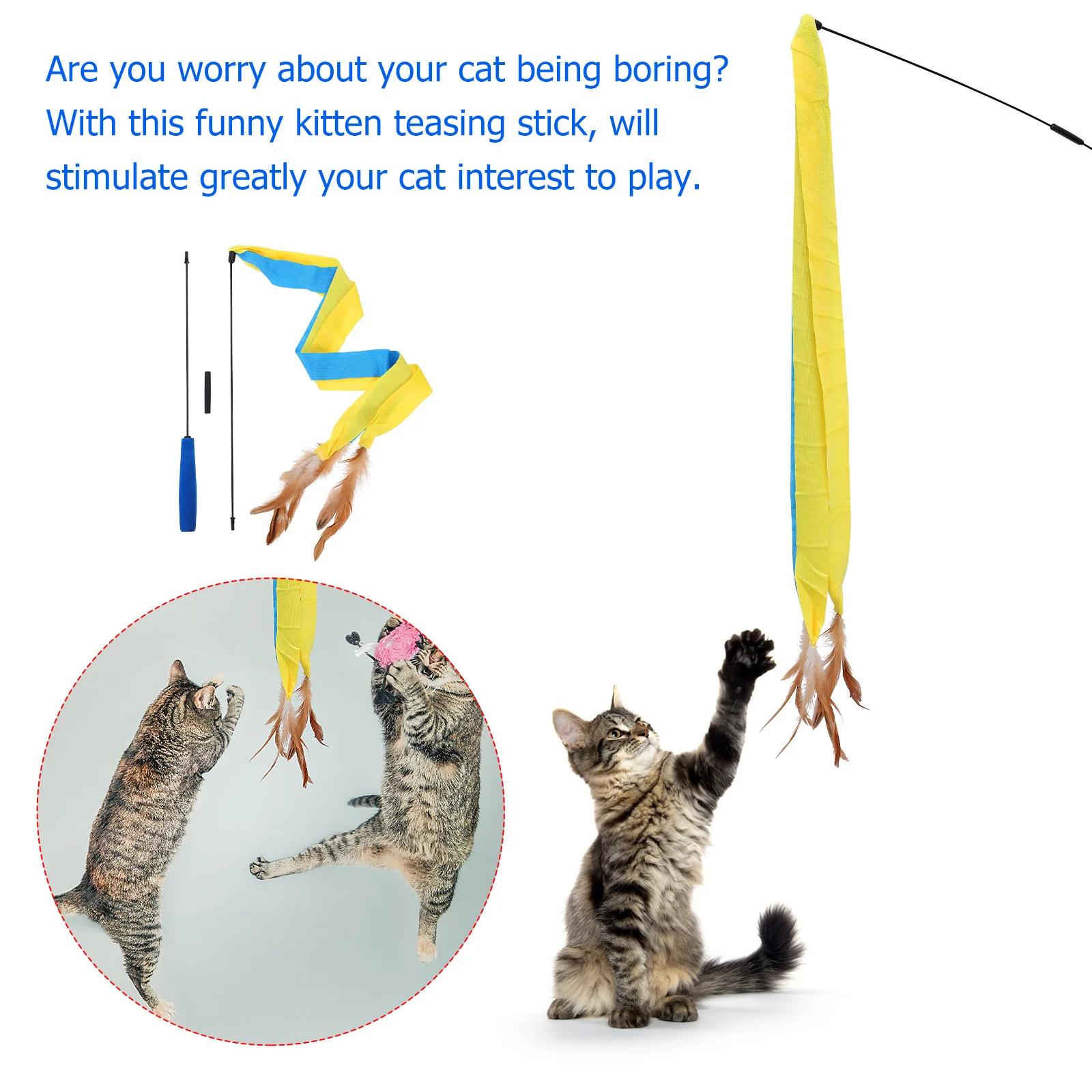 

Interactive Cat Teasing Stick Teaser Keep Cats Training Gift Idea Plaything Pet Entertainment
