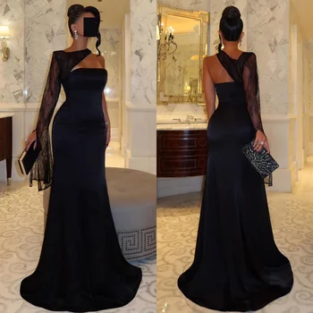 맞춤형 우아한 플리츠 인어 원숄더 롱 드레스, 맞춤형 주문 드레스, 모던 스타일 하이 퀄리티