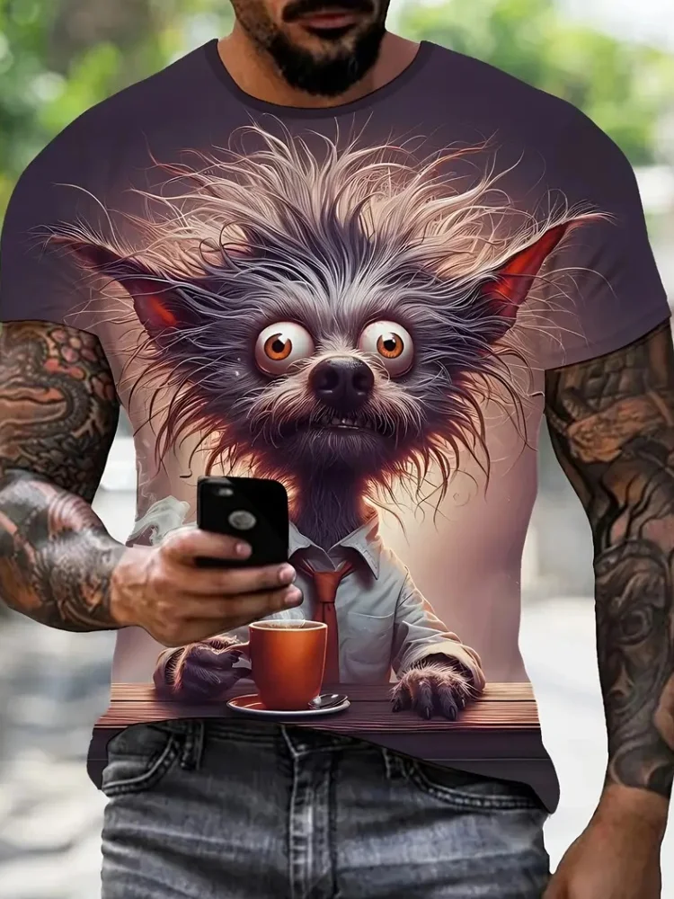 Men T-Shirt New Funny Painting 3D Printing Short Sleeve Summer Outdoor Fashion Wear Tops Large Size Loose Men's T-Shirt