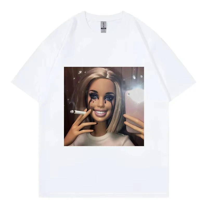 ما هو الحب؟ مضحك مثير للاشمئزاز دمية الوجه ميمي تي شيرت القوطية موضة قصيرة الأكمام تي شيرت الرجال النساء عادية المتضخم تي شيرت #2