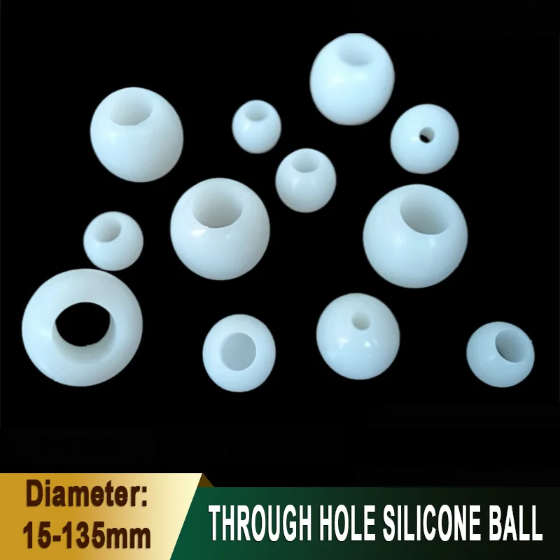 

White Round Through-hole/Half hole Silicone Ball Diameter 15/18/22/25/27/28/29 -135mm Sealing Silicone Ball Industrial DIY Parts