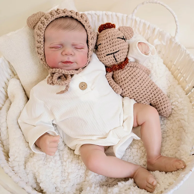 48cm Pascale Cloth Body Newborn Baby Reborn Doll with 3D Skin Multiple Layers Painting with Visible Veins Soft Touch Doll