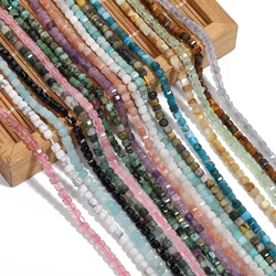 3mm AAA Small Natural Stone Cubic Faceted Apatite Onyx Moonstone Cube Square Seed Spacer Loose Beads For Jewelry Design 15