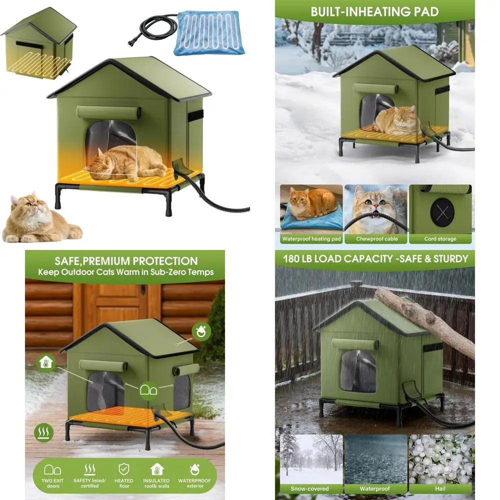 

Утепленный уличный домик для кошек - всепогодный и с подогревом, 22.5 x 17 x 17