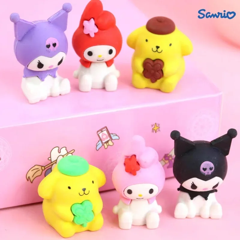 

36pcs Sanrio Erasers Cute Kuromi My Melody Purin Doll eraser Student Pencil Eraser Learning Stationery School Supplies Wholesale