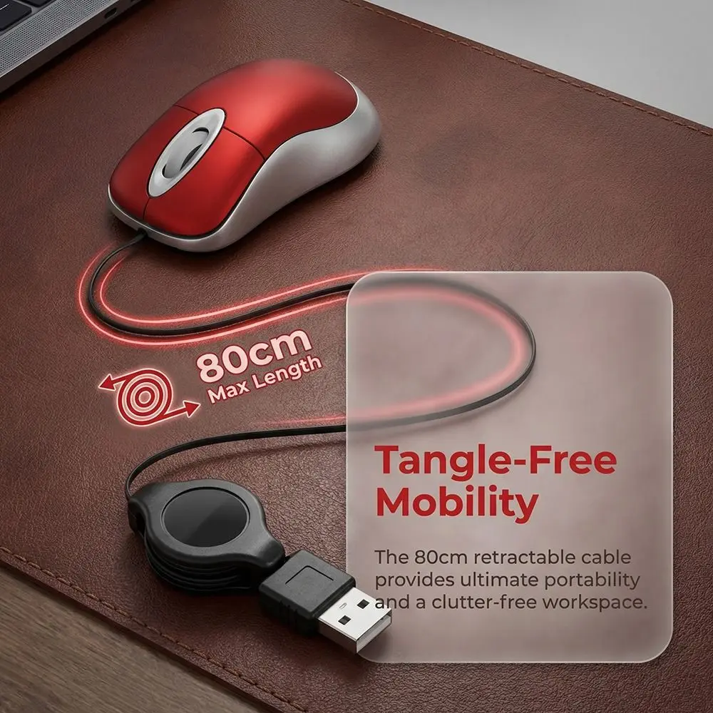 Small 1200 DPI Wired Mouse 3 Ways Wheel Mini Size USB Mouse Retractable Cable Compact Design Optical Mouse Computer Laptop