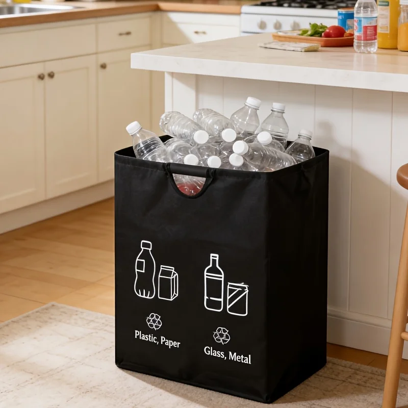 60L Household Storage Basket Large Bottle Sundries Storage Box Kitchen Garbage Classification Basket Dirty Clothes Organizer