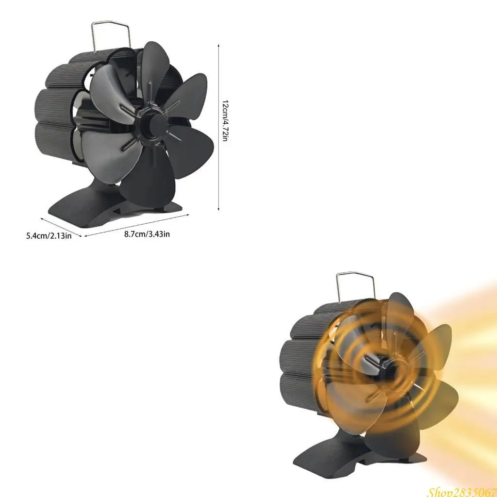 

Aluminum Stove Fan Small 6 Leaves Heat Powered Fireplaces Fan Heat Powered 831F