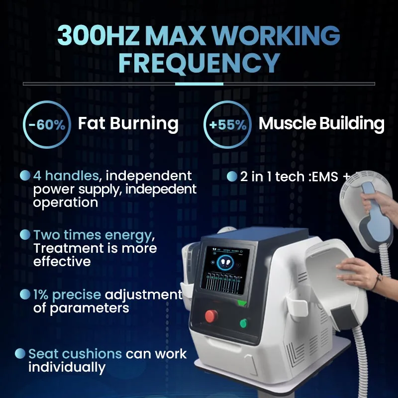 Professional Electronic Muscle Stimulator High Power 4000W 15 Tesla Salon Use 4 Handles EMS Machine Fat Burning EMS Slimming