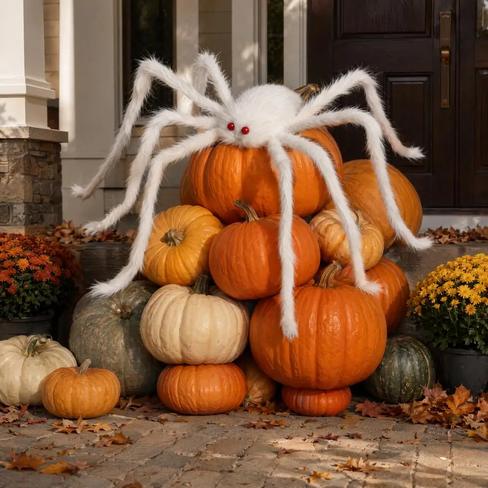 Large Spider Halloween Decoration, Soft Hairy Scary Spider Prop, Furry Spiders for Outdoor Indoor Yard Home, Haunted House Decor