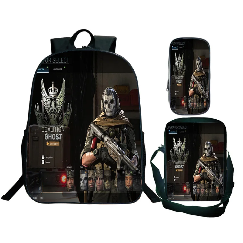 

3pcs/Set Call Of Duty Warzone Backpacks Kids School Bag Boys Girls Waterproof Backpack Shoulder Bag Pencial Case Travel Rucksack