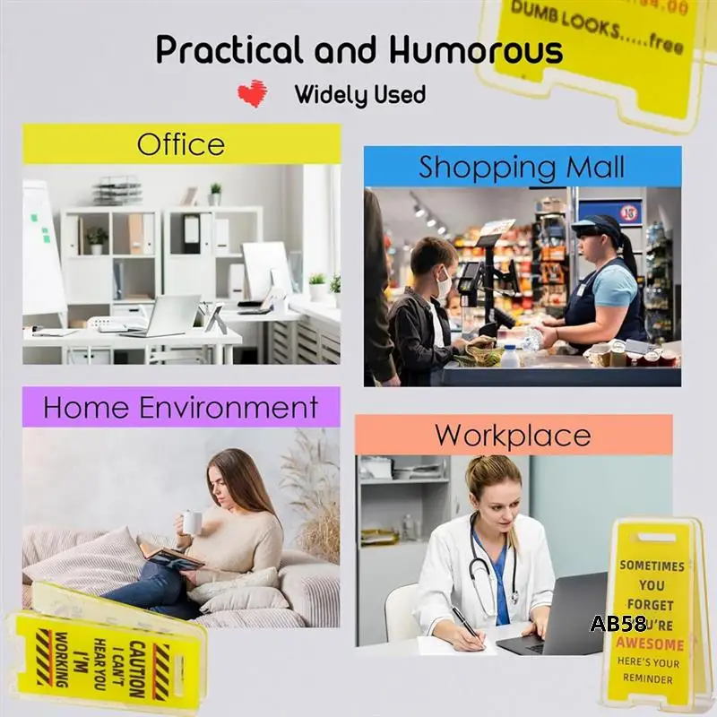 Funny Sticky Note Holder - 6 Pack Note Holder Clips, Overstimulated Desk Sign For Office, Hilarious Desk Signs