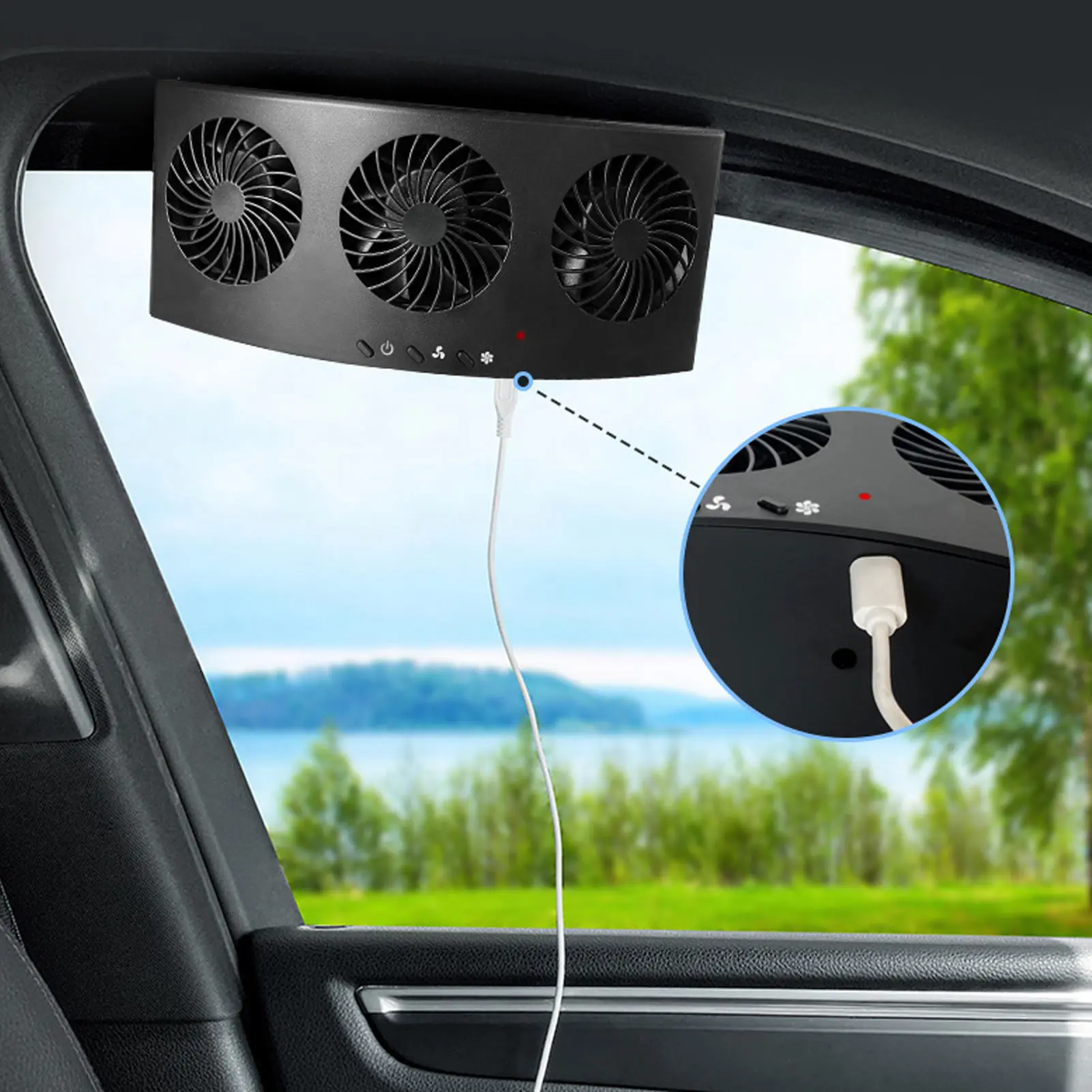 Car Exhaust Fan 4000 RPM 3 Fans 2 Levels Low Noise Good Heat Dissipation USB Powered Car Radiators Fan for All Cars Exhaust Fan