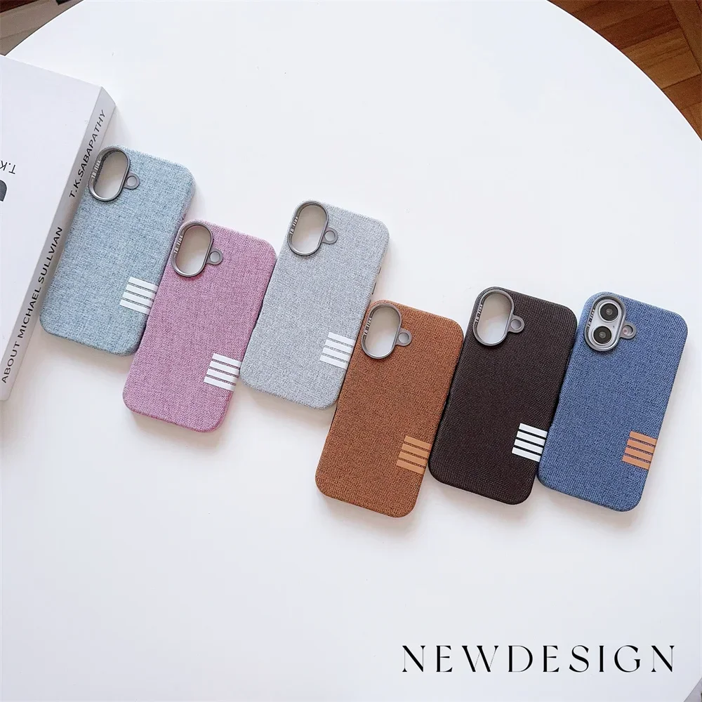 Retro Linen Fabric Cloth Pattern Case for iPhone 16 15 14 Pro max Plus Anti Drop Slim Protector Cover For iPhone 12 13 14 Promax