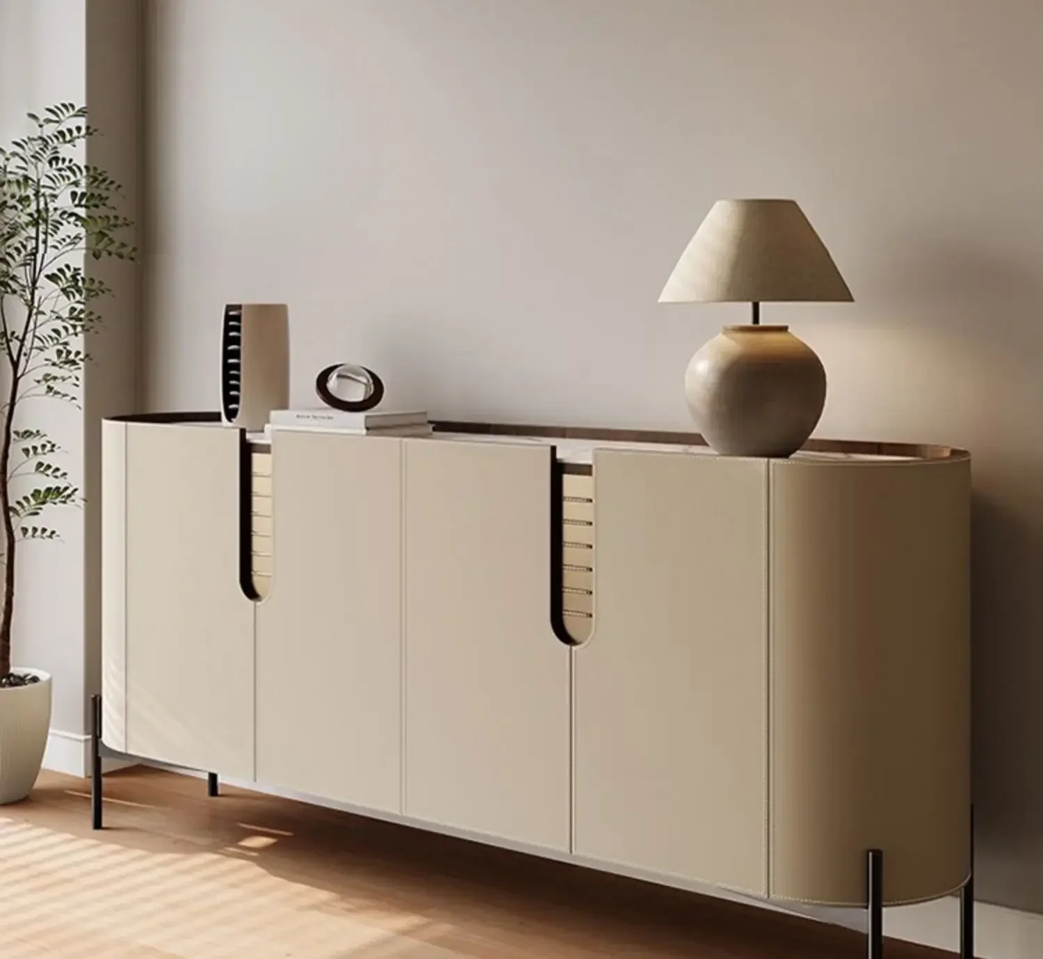 

ss25 minimalist entry door cabinet, rock slab saddle leather entry door locker, living room against the wall dining side cabinet