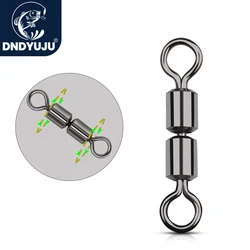 DNDYUJU 50pcs Double Jointed Fishing Swivels Rolling Swivel Ball Bearing Solid Rings Fishing Connector Fishing Hook