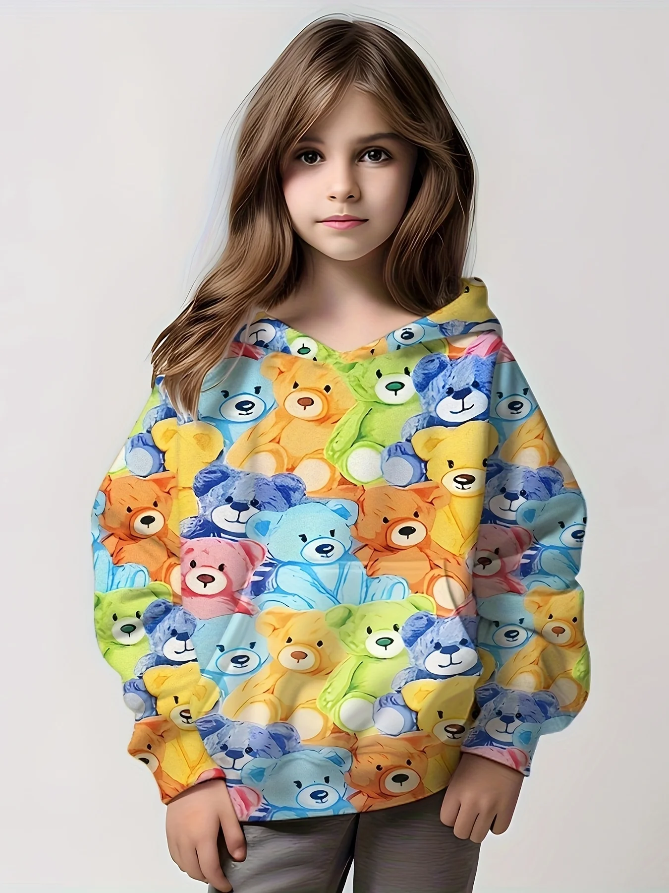 

Boys and girls, cute and fashionable cartoon bear pattern hoodies, children's clothing gifts, spring and autumn styles