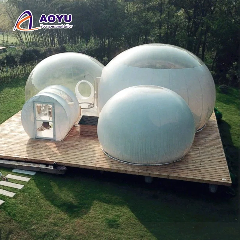 AOYU Single-Layer PVC Dome Tent For Hotel & Camping Advertising 2-Person Capacity With Aluminum Pole Three Bubble Tent