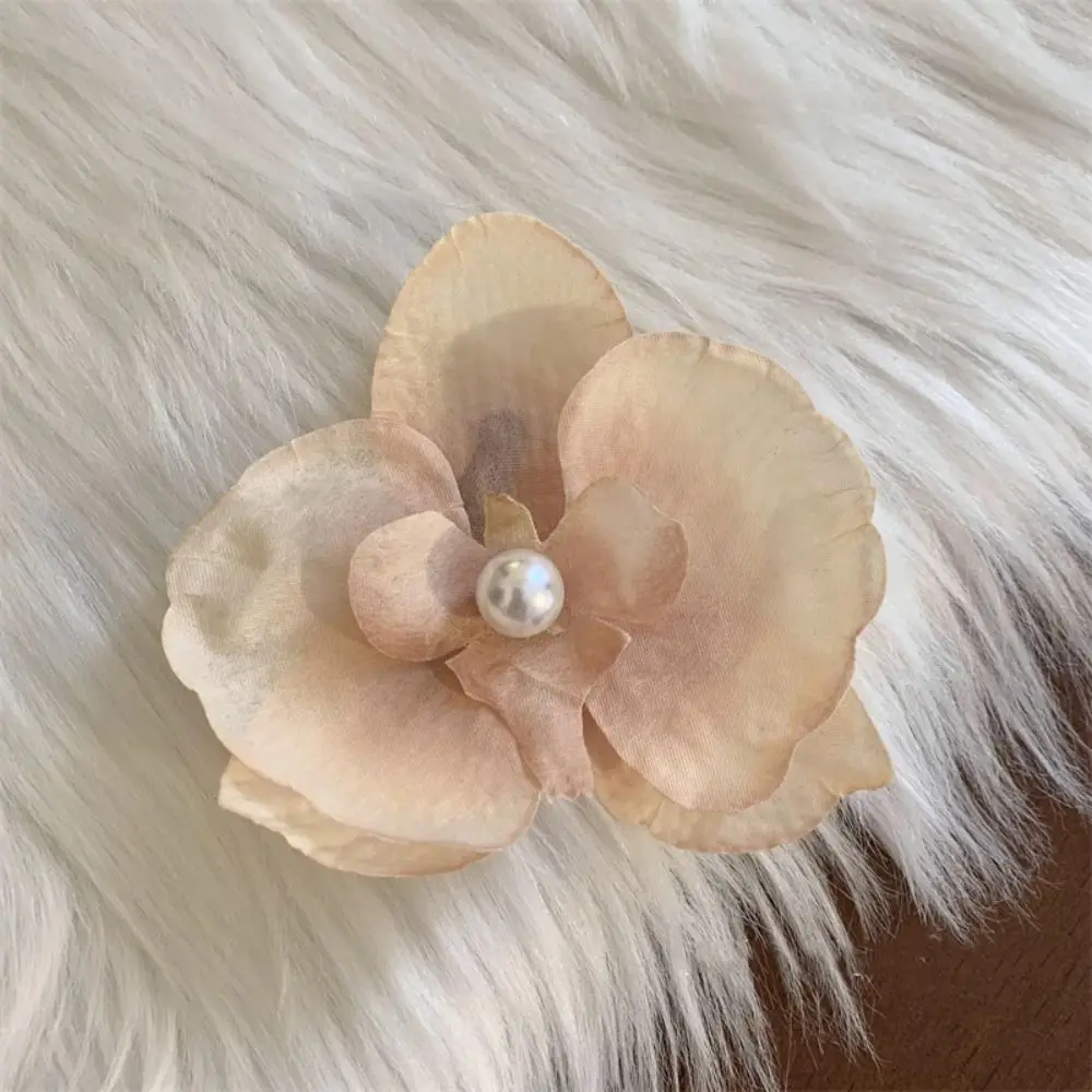 Tuch Schmetterling Blume Haar Clip Perle Koreanischen Stil Orchidee Blume Haarnadel Meer Urlaub Kopfbedeckung Haar Zubehör
