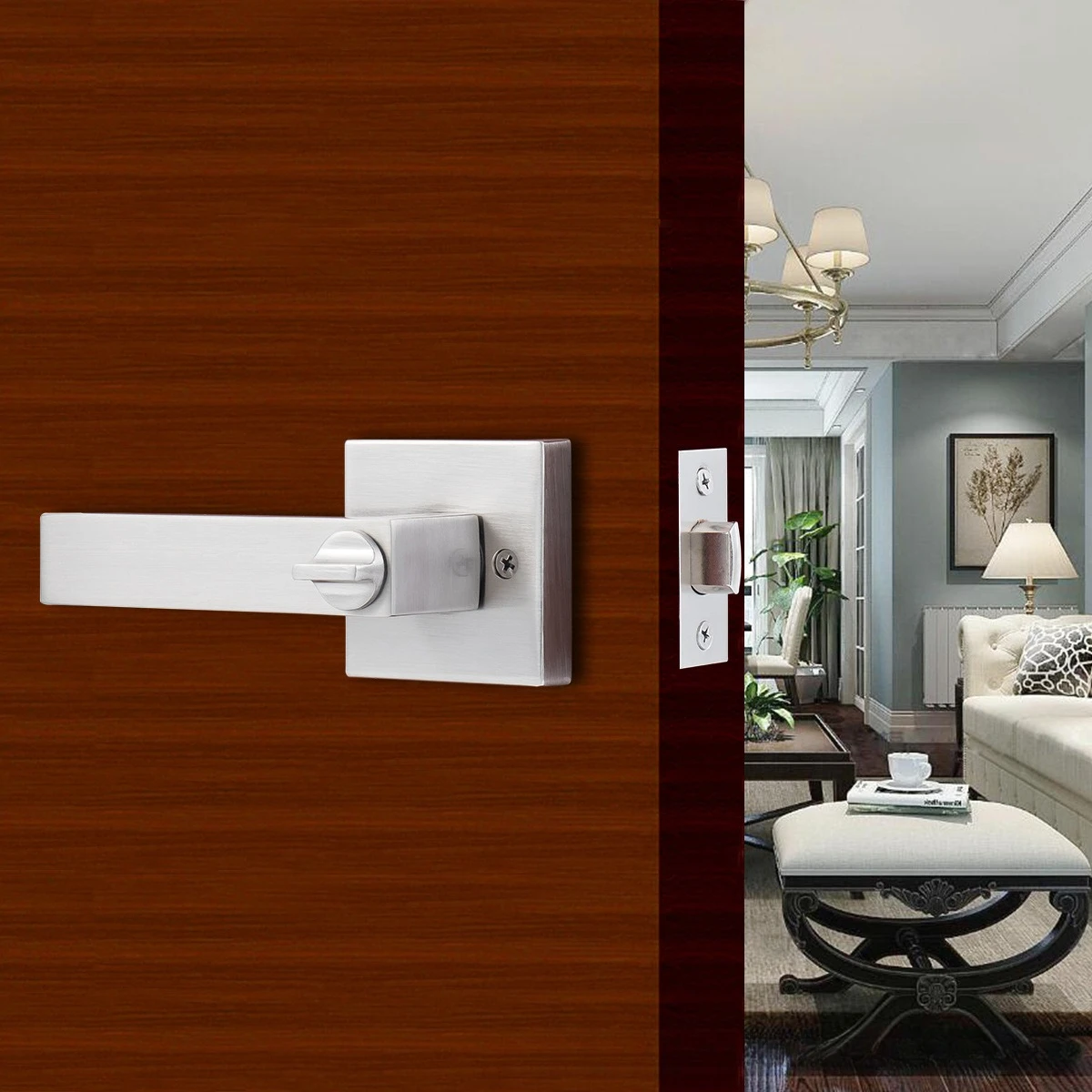 Bedroom Door Lock Household Complete Set of Universal Indoor Door Handle Stainless Steel Handle Silent Black