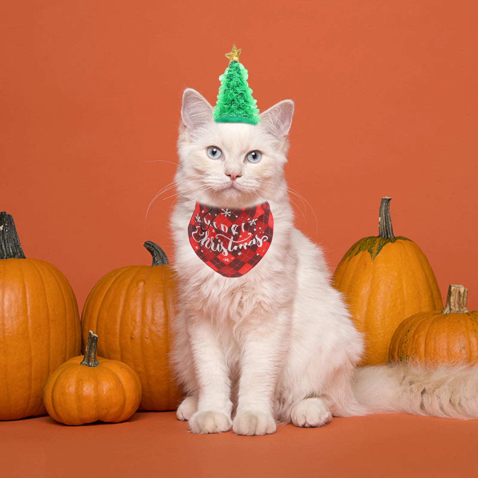 

1Set Christmas Pet Hat and Bandana Soft Lightweight Xmas Dog Hat Adorable Triangle Scarf Festival Decoration Dog Scarf