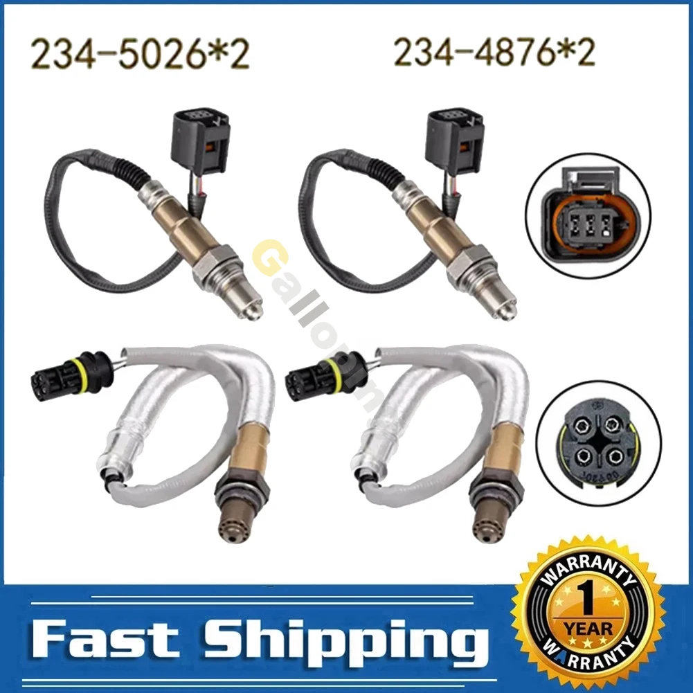 4Pcs O2 Oxygen 02 Sensor For BMW 550i 650i 750i Alpina B6 X5 X6 4.4L Upstream Downstream 4 & 5 Wires Lambda 234-5026 234-4876