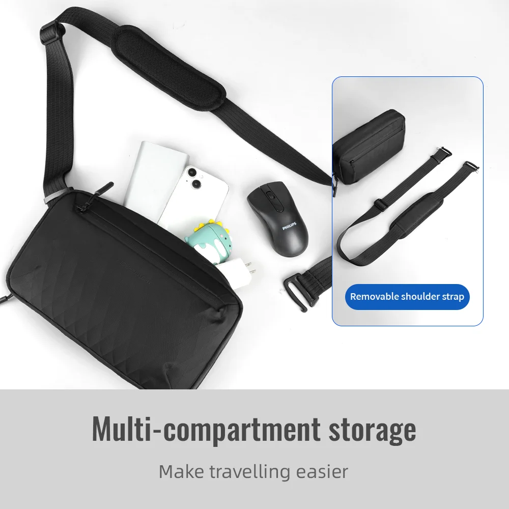 Heroic Knight Quality Men's Shoulder Bag Light Waterproof X-Pac Messenger Bag Stylish Clutch Bags With Detachable Shoulder Strap