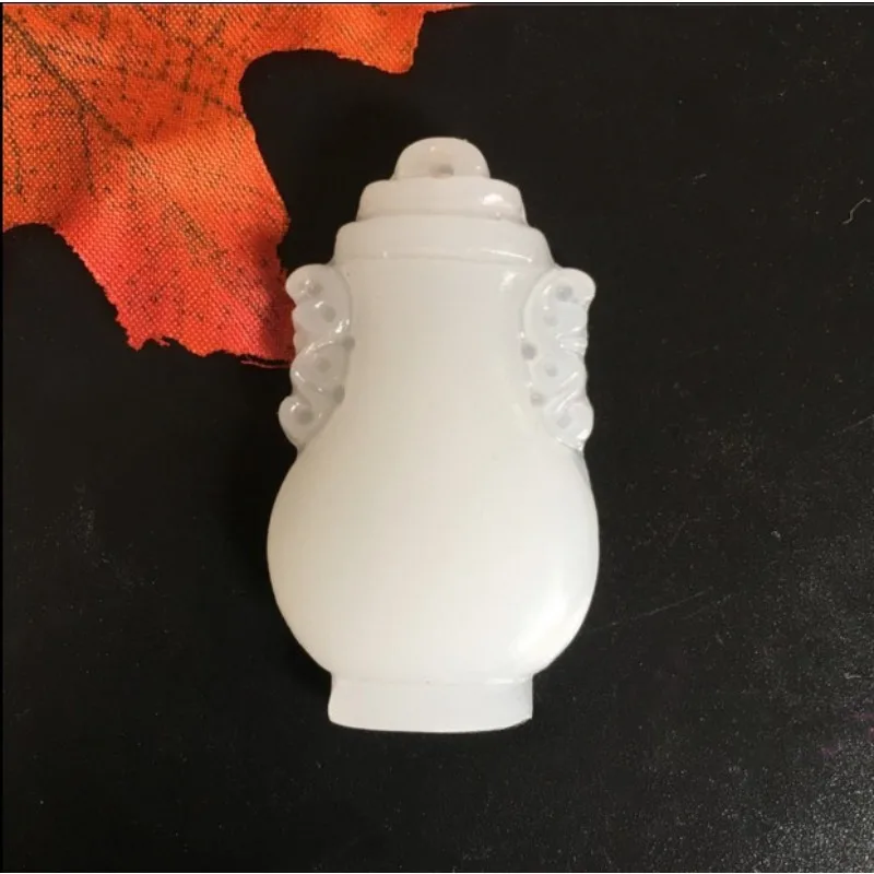 Natural Afghan White Jade Ping An Vase Jade Pendant