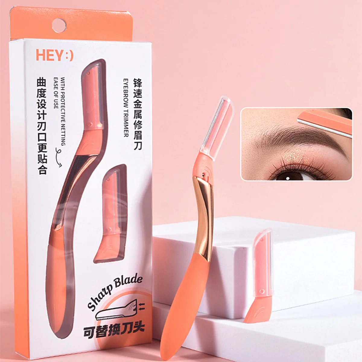 مناسبة لحلاقة الحواجب وإزالة الشعر الناعم على وجه المرأة مع بشرة حساسة مجهزة بشفرات بديلة