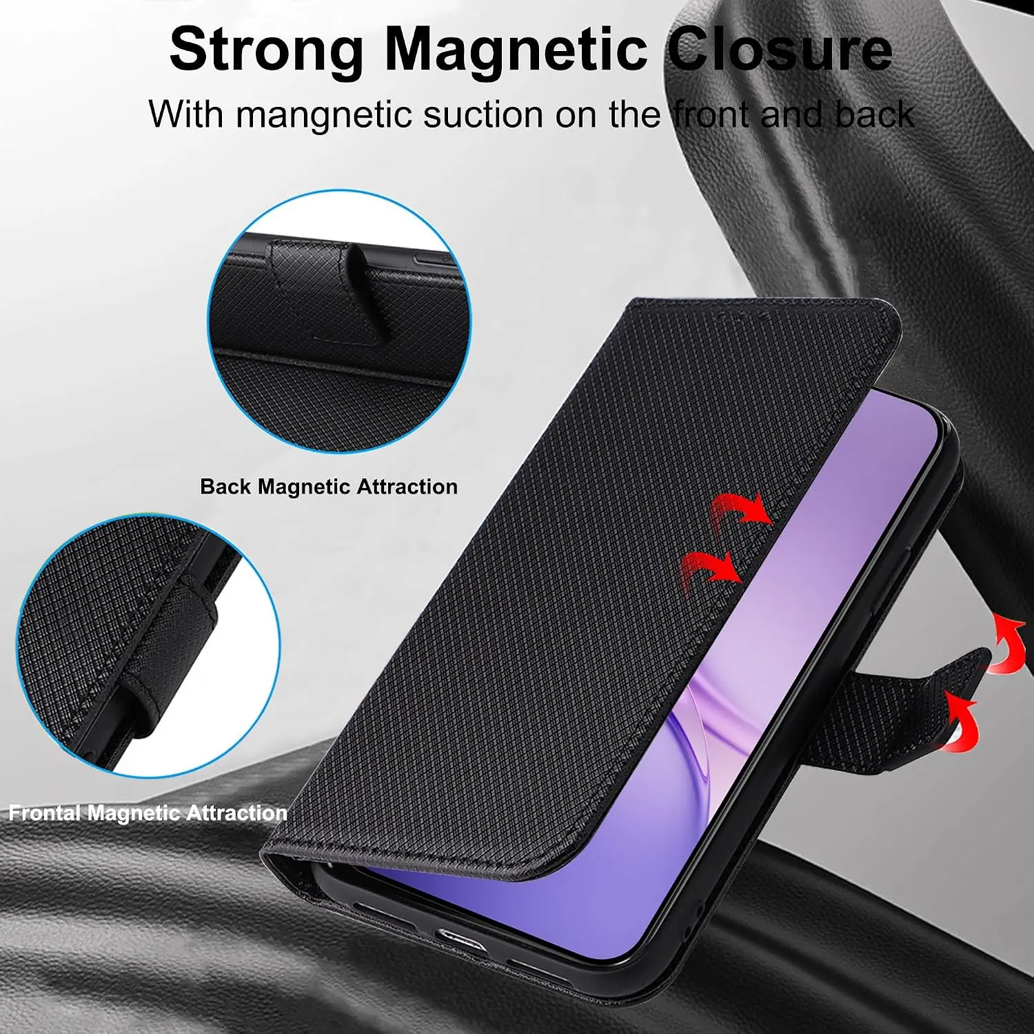 Plain Leather Flip Wallet Case For Honor 600 Smart 5G Magnetic Book Cover Holder Coque Fundas Shell - view 4