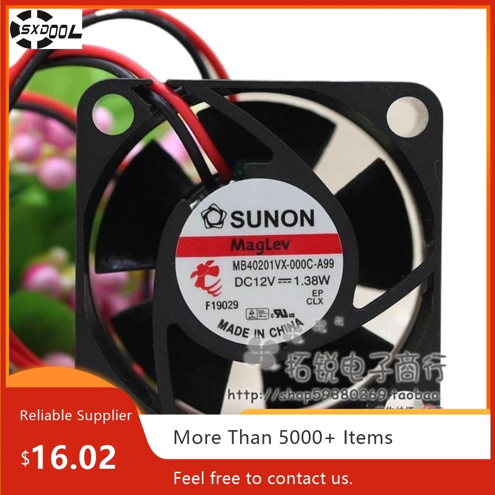 

40mm Fan For Sunon MB40201VX-000C-A99 40x40x20mm 12V 1.38W 8200RPM 2-Wire Server Cooling Fan