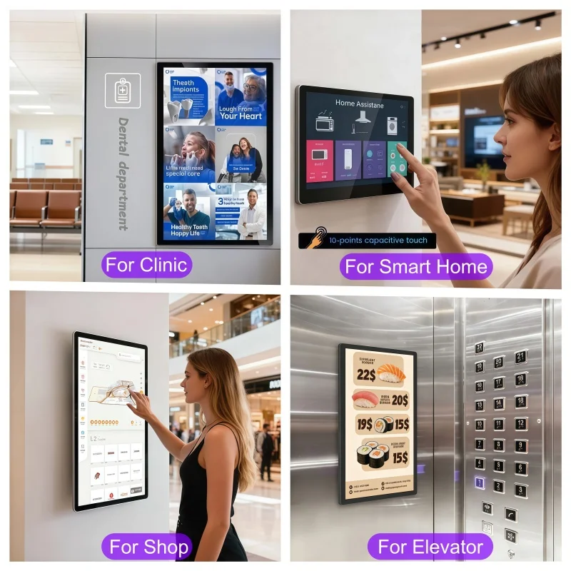 Android 14 All in One 21.5 23.6 24 32'' Lcd Capacitive Touch Screen Advertising Display Smart Display Wall Mount Digital Signage