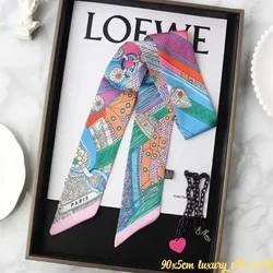 Fashion New Women's Twill Decorative Ribbon Small Scarf Binding Bag Handle Ribbon Hair Band Small Scarf Headband Scarf for Women