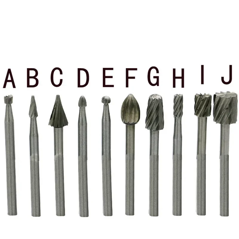 10 قطعة مجموعة HSS التيتانيوم ل دريمل التوجيه الروتاري طحن ملف دوار القاطع الخشب نحت منحوتة سكين القاطع أدوات اكسسوارات