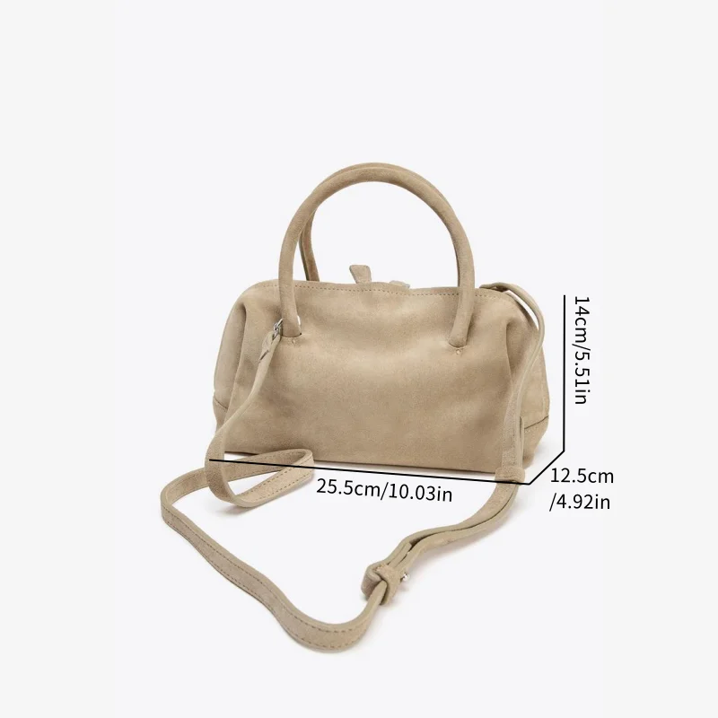 WOMEN'S SUEDE BOWLING BAG, New Fashion Handbag Purse For Women, Luxury Designer Croosbody Boston Bag for Ladies Small Totes sacs