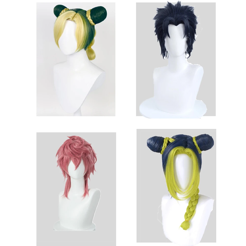 Trish Una Cosplay Wig Kujo Jotaro Heat Resistant Synthetic Hair Anime Headwear Men Women Carnival Halloween Party Props