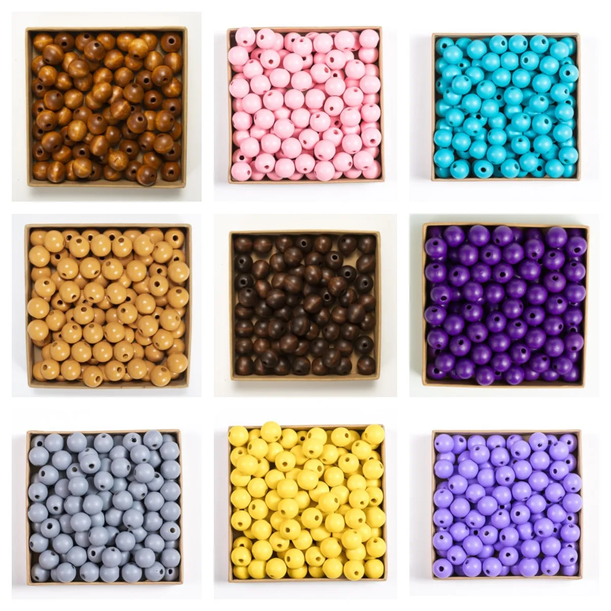 Natural Wooden Beads Multi Color DIY Craft Set
