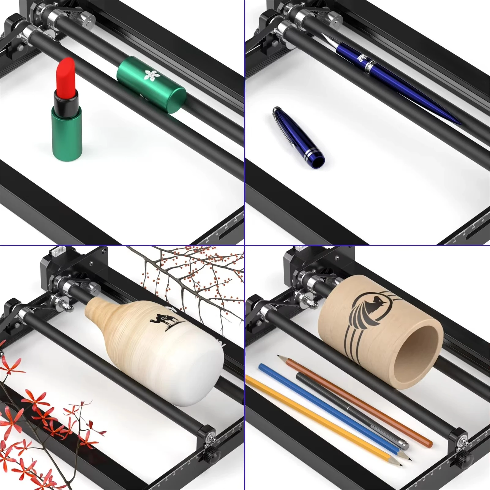 Laser Rotary Roller Laser Engraver Y-axis Roller 360° Rotating for Cylindrical Objects Heightening Column kit 150MM
