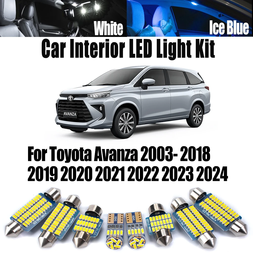 Canbus para Toyota Avanza 2003- 2018 2019 2020 2021 2022 2023 2024 LED luz de matrícula Interior Kit de bombillas de lectura para Interior de coche