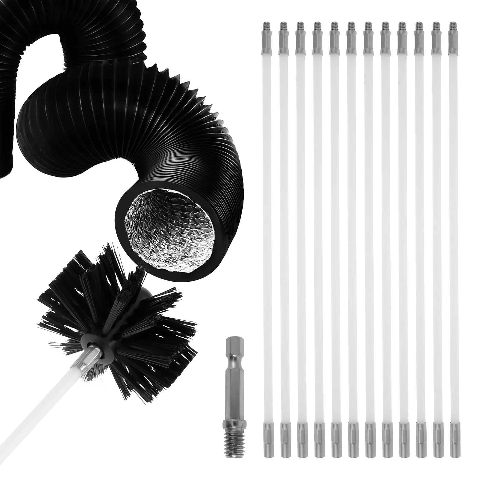 Kamin-Sweep-Set, Kaminofen, Trockner, Entlüftungsreinigungsbürste, flexibles Nylon zum Reinigen von Partikelöfen, Abwasserrohre