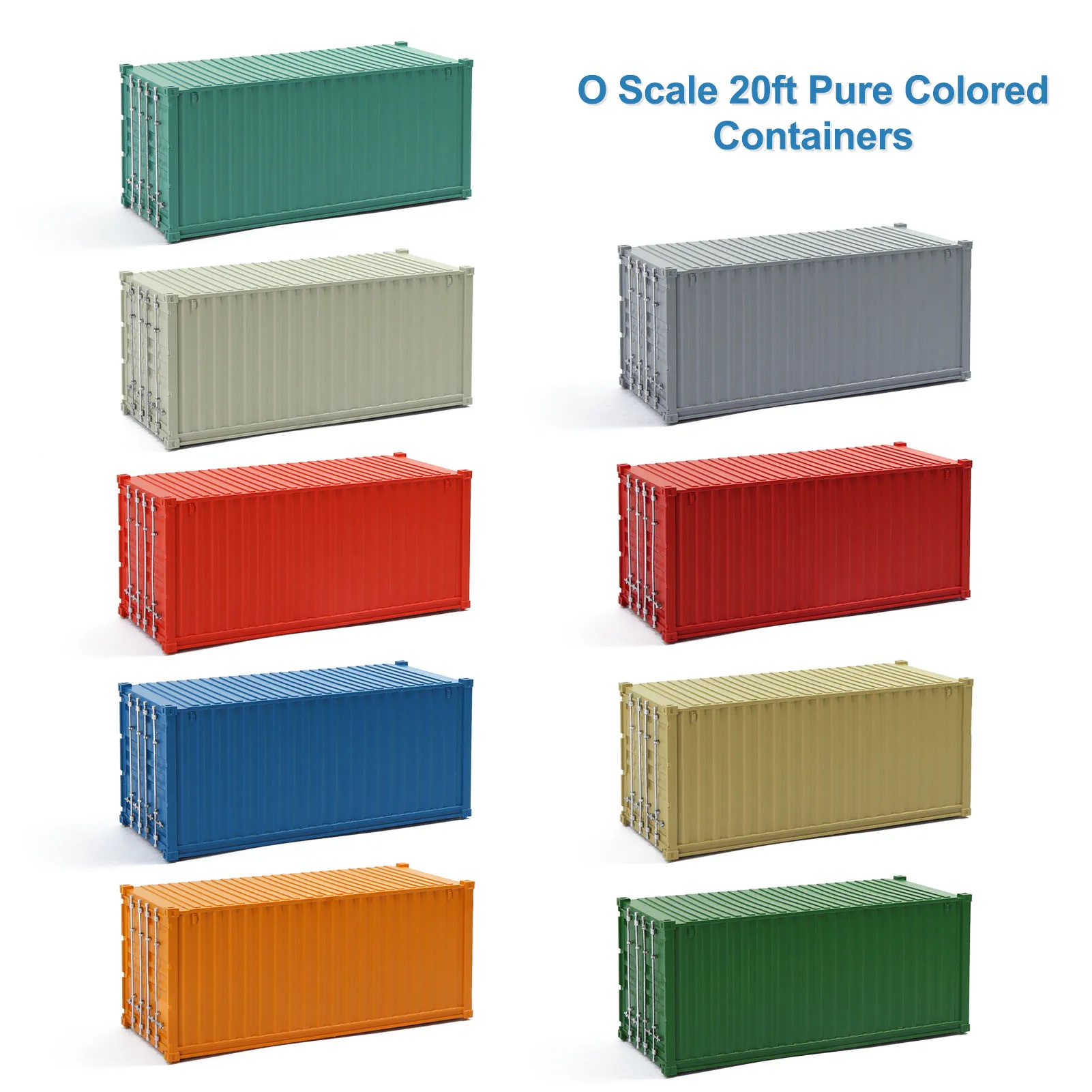 

Evemodel 9pcs Different Colored O Scale 20ft Blank Plain Shipping Container 20' Cargo Box C4320