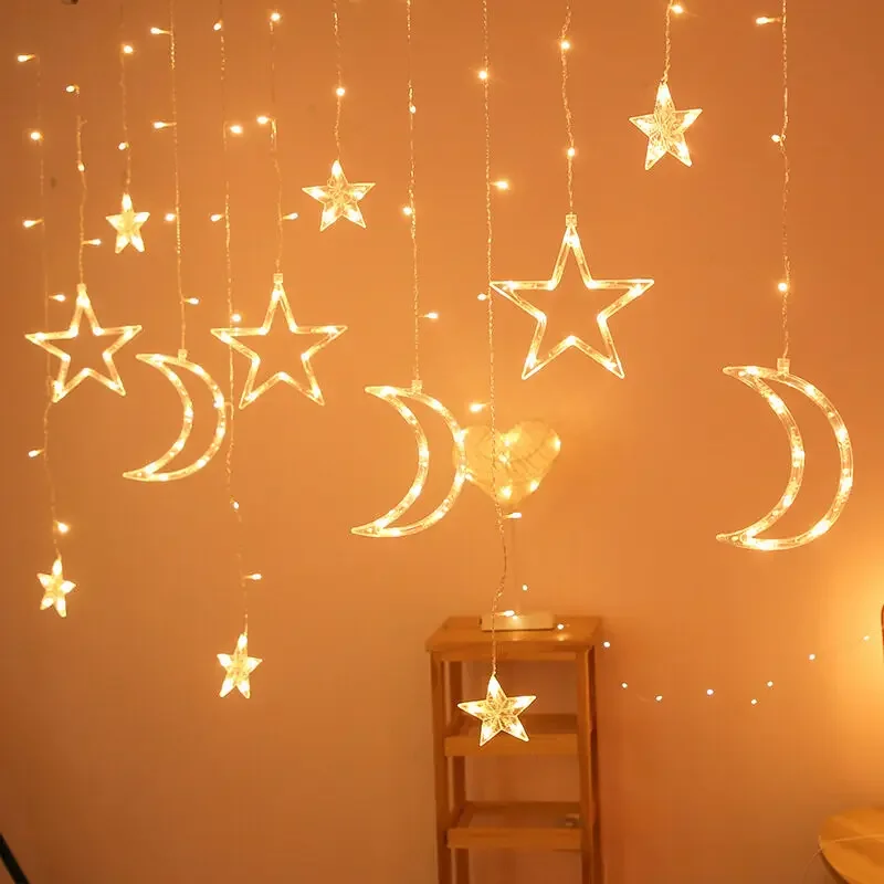 LED Strip Light Christmas Pendant Lights Romantic Home Deco Colourful Start Moon Light Suspension Decoration 3.5M Hanglamp Decor
