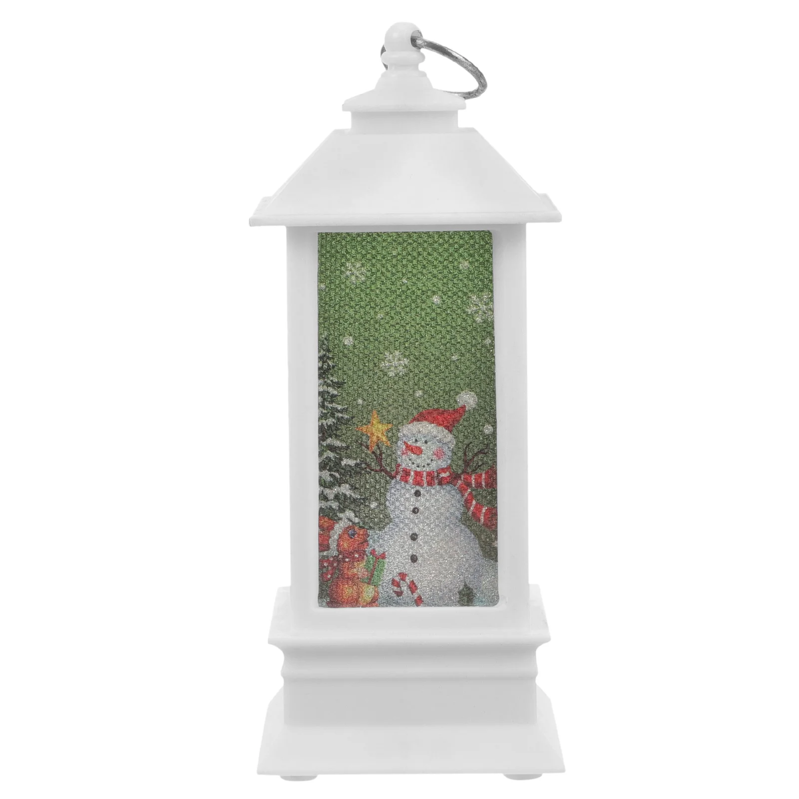 

Christmas Tree Small Square Lantern Metal Sturdy Structure Xmas Light Decoration Decorative Lantern for Fireplace Mantel