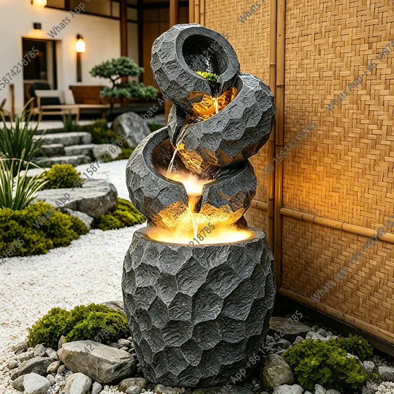 

Rockery flowing water landscape circulating flowing water ceramic pot corner entrance courtyard landscaping decorative