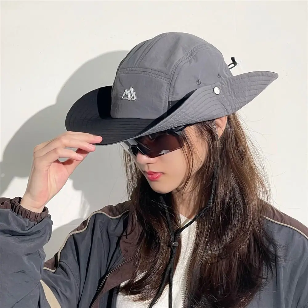 

Polyester Contrasting Color Bucket Hats Adjustable Quick Drying Color Matching Mountaineering Caps Foldable Breathable