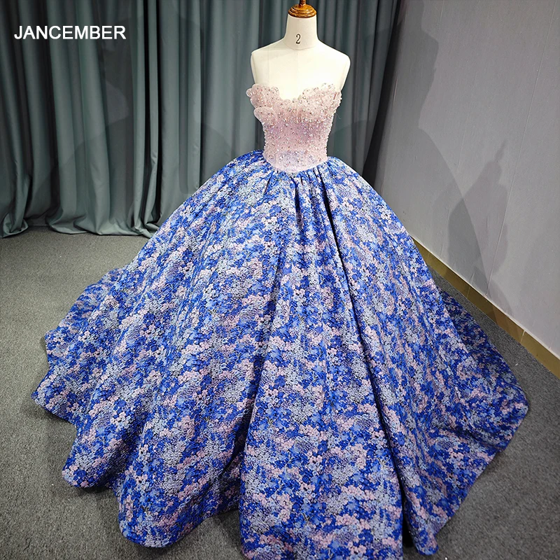 

Jancember Popular Design Modern Quinceanera Dresses For Gril Strapless Ball Gown Beading Lace Up Vestidos De 15 Años DY6730