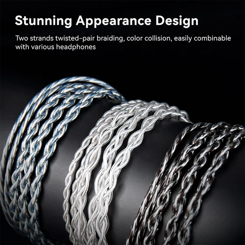 Imagen 2 del producto KBEAR P36 5N 2 hebras 98 núcleos OFC Cable de auriculares HiFi chapado en plata enchufe tipo C 0,78mm Cable de auriculares de Cable HiFi mejorado de 2 pines