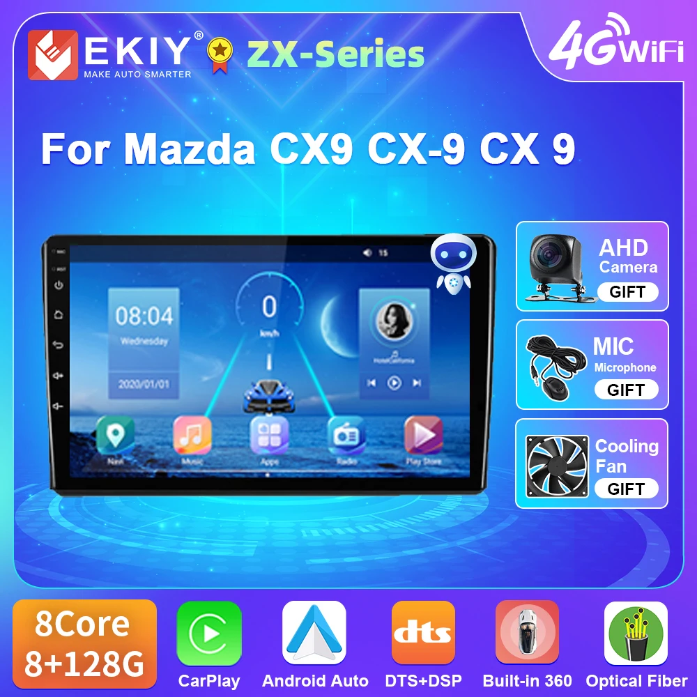 

EKIY For Mazda CX9 CX-9 CX 9 Car Radio Android 10 4G WIFI BT GPS Navigation Carplay Android Auto DSP Player No DVD 2 Din