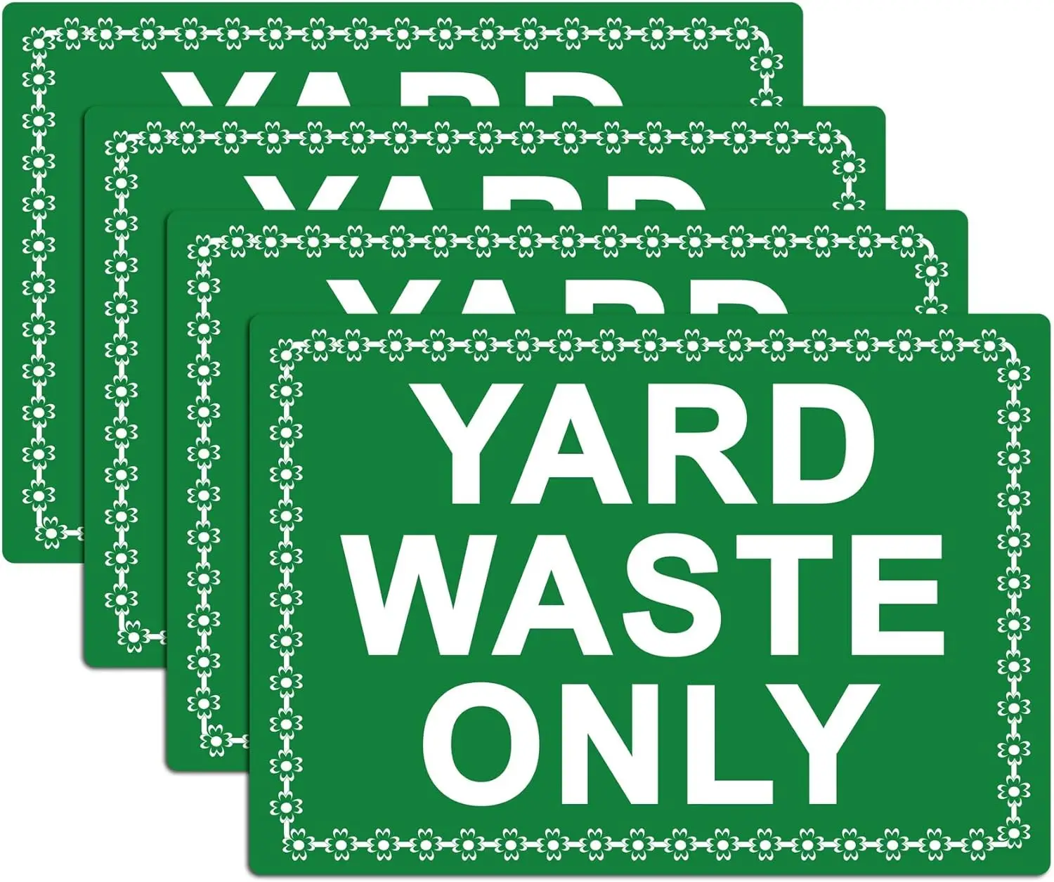 

7*10 Inch Well Tile Recycle Yard Debris Only Stickers Vinyl “Yard Waste Only” Label for Trash Garbage Cans and Containers 4pcs